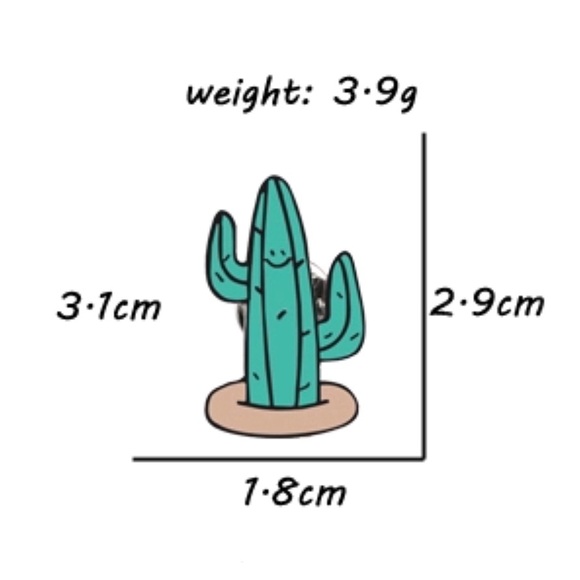 NEW Cactus Succulent Cartoon Enamel Pin Brooch - Picture 2 of 4